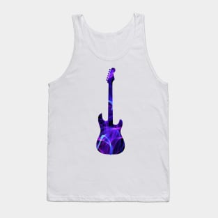 Purple Flame Guitar Silhouette on Black Tank Top